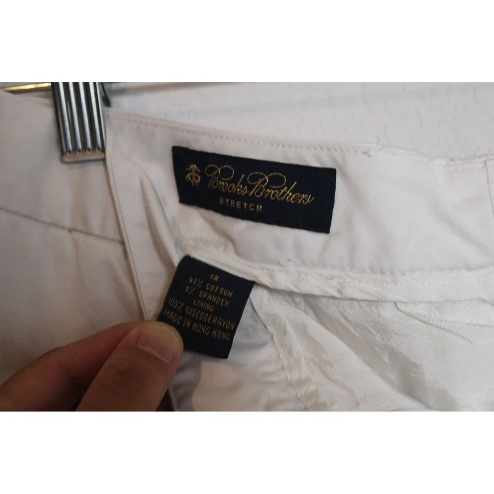 Brooks‎ Brothers Embroidered Nautical Anchor Stretch Pants White Size 10
